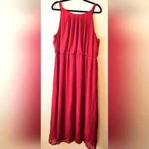 Tacera Red Sleeveless Elastic Waist Maxi Dress Size 2X